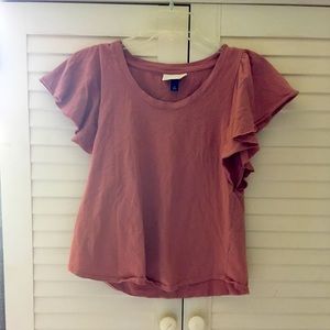 Clay flutter-sleeve t-shirt